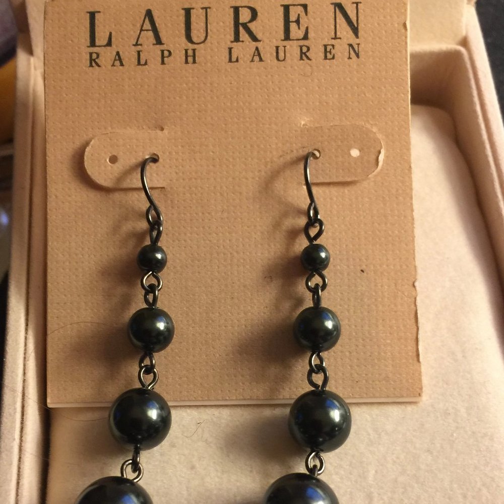 Ralph Lauren Black Faux Pearl Earrings